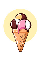 Sweet ice cream icon cartoon illustration