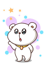 Cute and happy bear with stars cartoon illustration