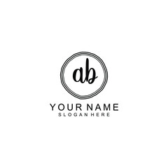 AB Beautiful initial handwriting logo template