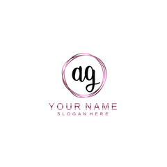 AG beautiful Initial handwriting logo template