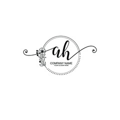 AH beautiful Initial handwriting logo template