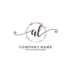 AL beautiful Initial handwriting logo template