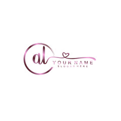 AL beautiful Initial handwriting logo template