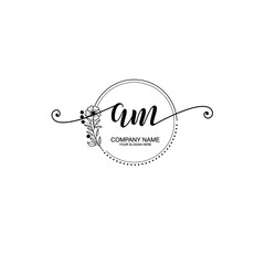 AM beautiful Initial handwriting logo template