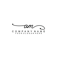 AM beautiful Initial handwriting logo template