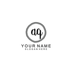 AQ beautiful Initial handwriting logo template