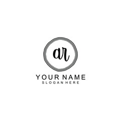 AR beautiful Initial handwriting logo template