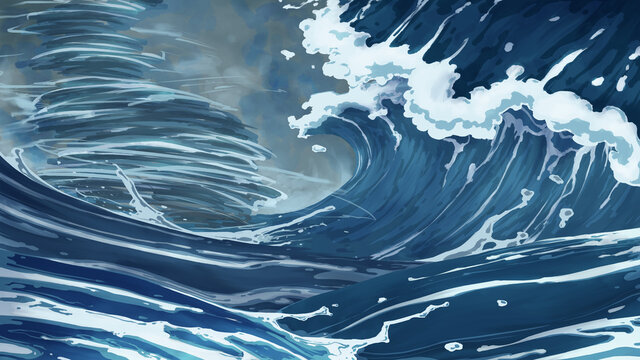 Furious wave splashing fiercely