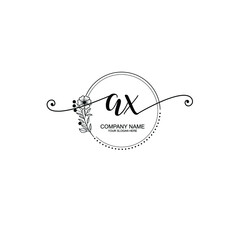 AX beautiful Initial handwriting logo template