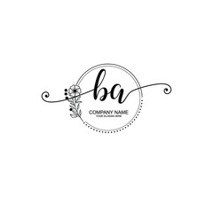 BA beautiful Initial handwriting logo template