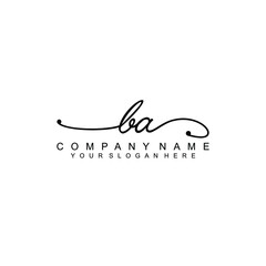 BA beautiful Initial handwriting logo template