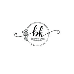 BK beautiful Initial handwriting logo template