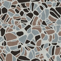 Seamless rock or stone shaped contour pattern print. High quality illustration. Terrazzo like mosaic of natural rounded curve shapes. Textured contemporary surface design for print.