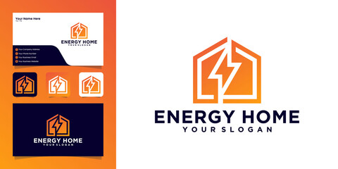 Energy House Logo, Power Electric House Logo design template and business card