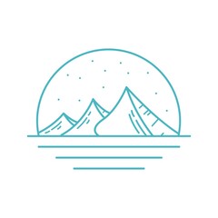 line art mountain perfect for chill music fashion community vector illustration logo design