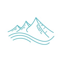 line art mountain perfect for healthy adventure food or drink club hobby vector illustration logo design