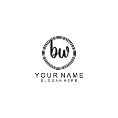 BW beautiful Initial handwriting logo template