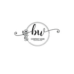 BW beautiful Initial handwriting logo template