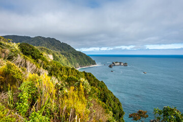 Fototapeta na wymiar Remote rocky coast. South Island, New Zealand.