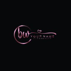 BW beautiful Initial handwriting logo template