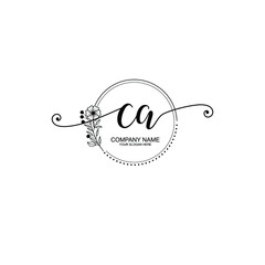 CA beautiful Initial handwriting logo template