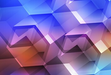 Fototapeta premium Light Blue, Yellow vector backdrop with hexagons.