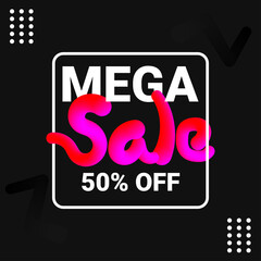 Big sale banner with colorful 3d lettering elements. Abstract design promotion.