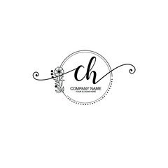 CH beautiful Initial handwriting logo template
