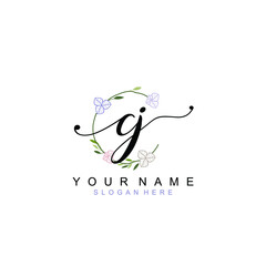 CJ beautiful Initial handwriting logo template