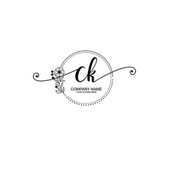 CK beautiful Initial handwriting logo template