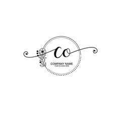 CO beautiful Initial handwriting logo template