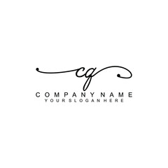 CQ beautiful Initial handwriting logo template