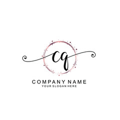 CQ beautiful Initial handwriting logo template