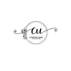 CU beautiful Initial handwriting logo template