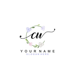 CU beautiful Initial handwriting logo template