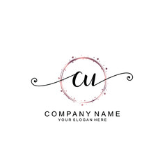 CU beautiful Initial handwriting logo template