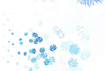 Fototapeta na wymiar Light BLUE vector doodle pattern with leaves.
