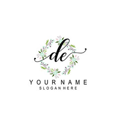 DE beautiful Initial handwriting logo template
