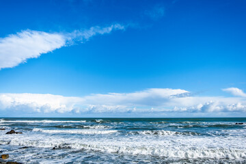Fototapeta na wymiar Ocean surf on a remote beach. South Island, New Zealand.