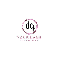 DQ beautiful Initial handwriting logo template