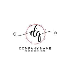 DQ beautiful Initial handwriting logo template