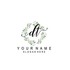 DT beautiful Initial handwriting logo template