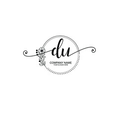 DU beautiful Initial handwriting logo template