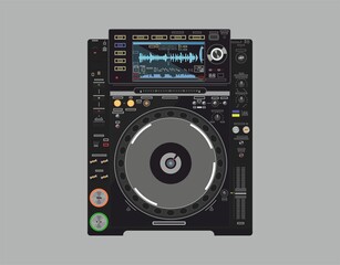 Background for DJ posters. Musical DJ CD-player. Icon for online store. DJ- image for printing on a t-shirt. Image for application on a smartphone case. Vector detail CDJ-2000. Nightlife theme. 