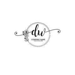 DW beautiful Initial handwriting logo template