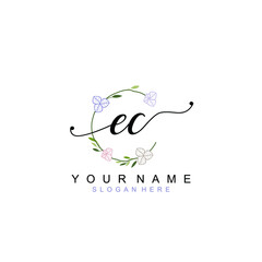 EC beautiful Initial handwriting logo template
