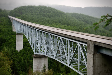 Highway on concrete bridge. Oregon. USA 