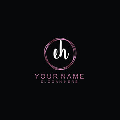 EH beautiful Initial handwriting logo template