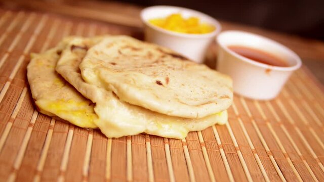 Pupusas from el salvador cental america traditional dish close up view