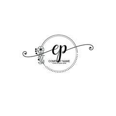 EP beautiful Initial handwriting logo template